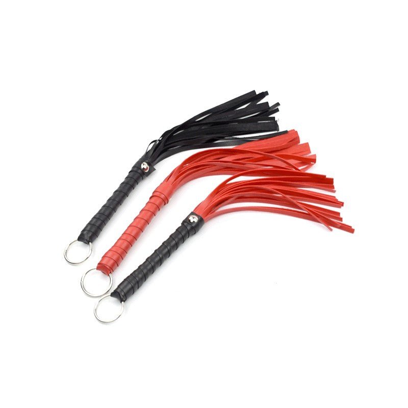 Luxury BDSM Leather Whip – Red & Black Small Toy