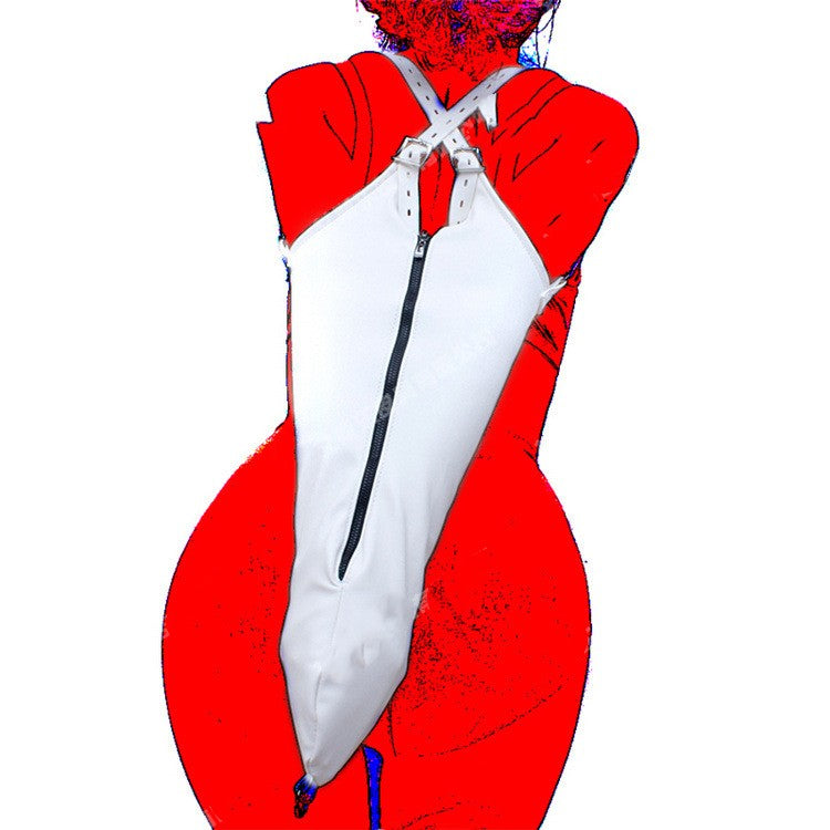 White Bondage Glove Zipper | Armbinder