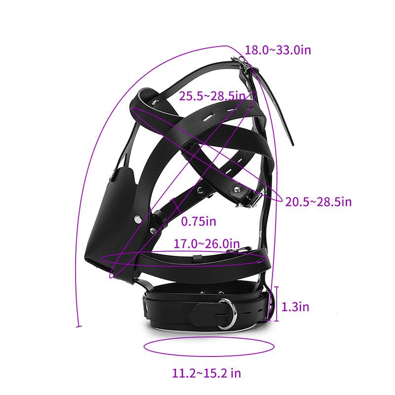 Men’s Bondage Hood – Black PU Leather Adjustable Buckle