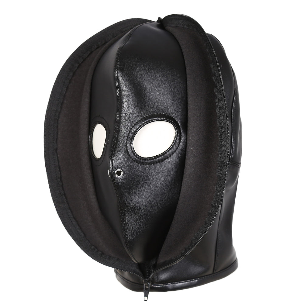 Self Bondage Hood – Zipper Leather Mask