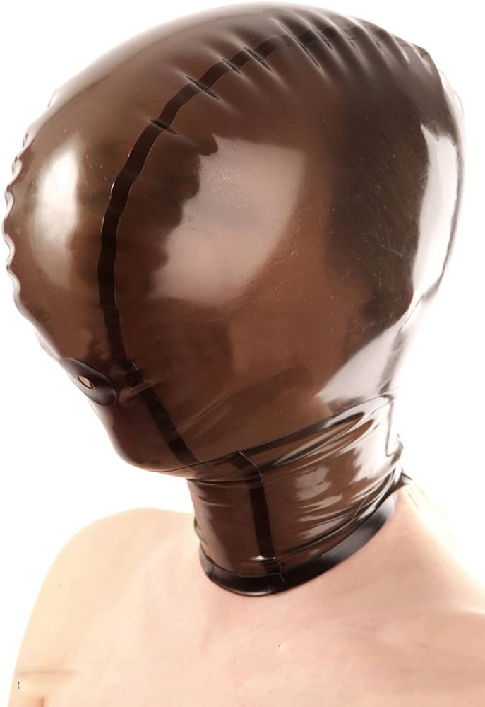 Breath play black and skin latex hood ® Le Château Bdsm