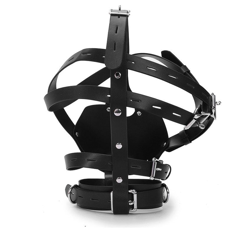 Men’s Bondage Hood – Black PU Leather Adjustable Buckle