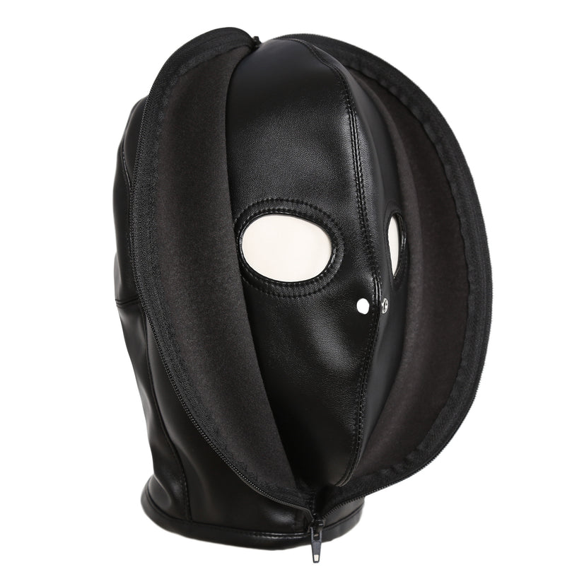 Self Bondage Hood – Zipper Leather Mask