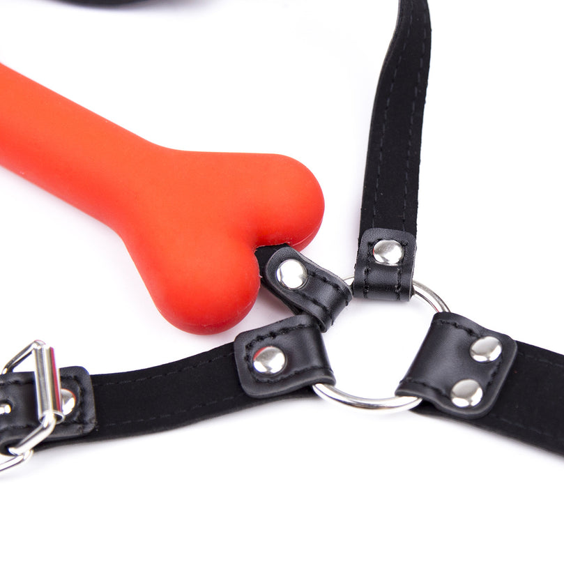 Silicone Head Gag - Leather Harness