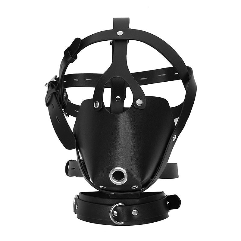 Men’s Bondage Hood – Black PU Leather Adjustable Buckle