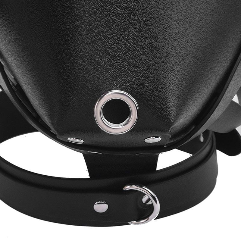 Men’s Bondage Hood – Black PU Leather Adjustable Buckle