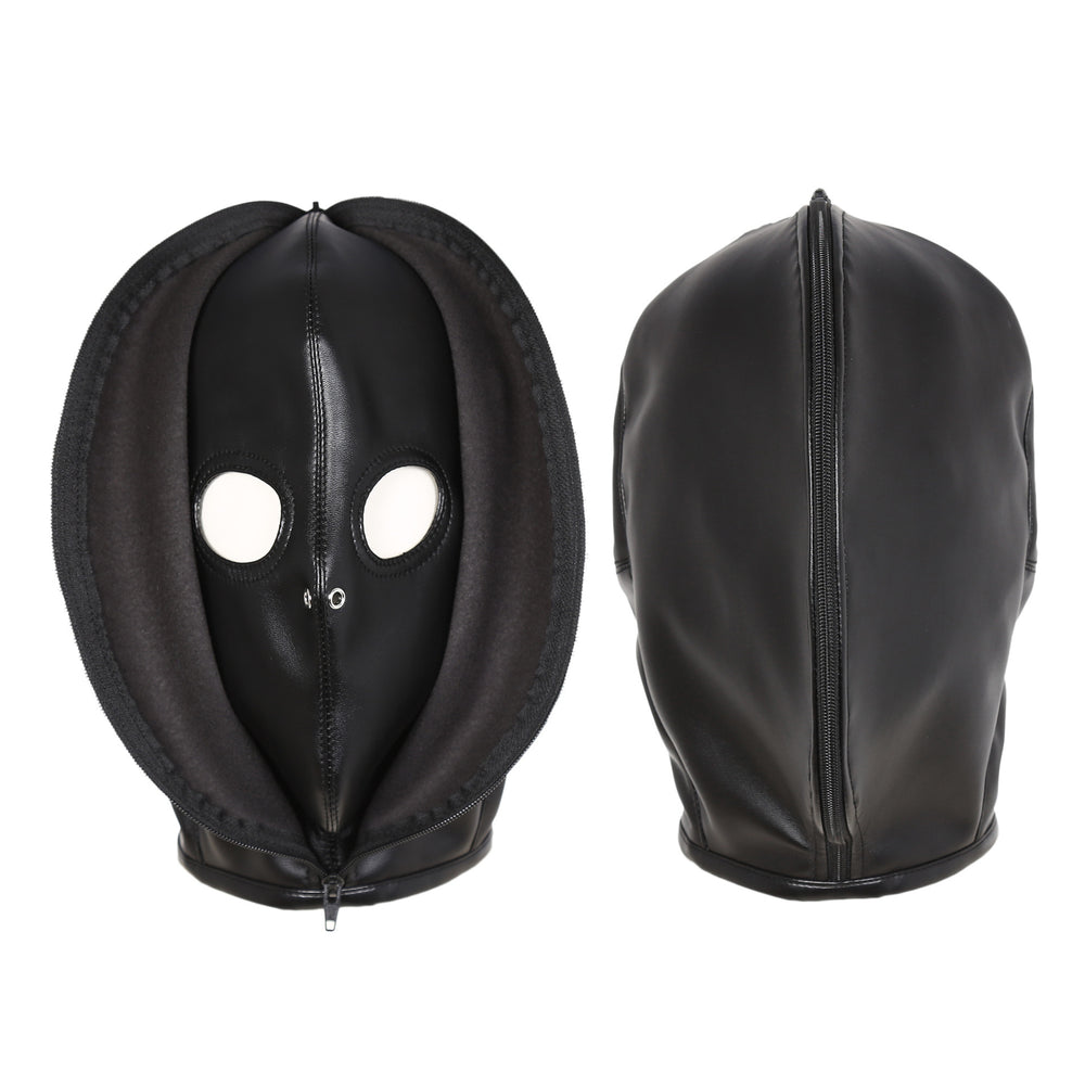 Self Bondage Hood – Zipper Leather Mask