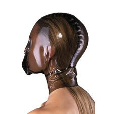 Breath play black and skin latex hood ® Le Château Bdsm
