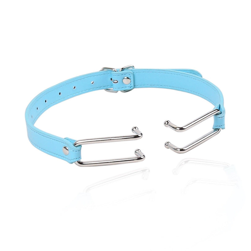 Leather open mouth restrictive steel gag ® Le Château Bdsm