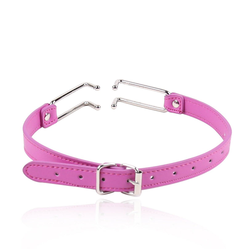 Leather open mouth restrictive steel gag ® Le Château Bdsm