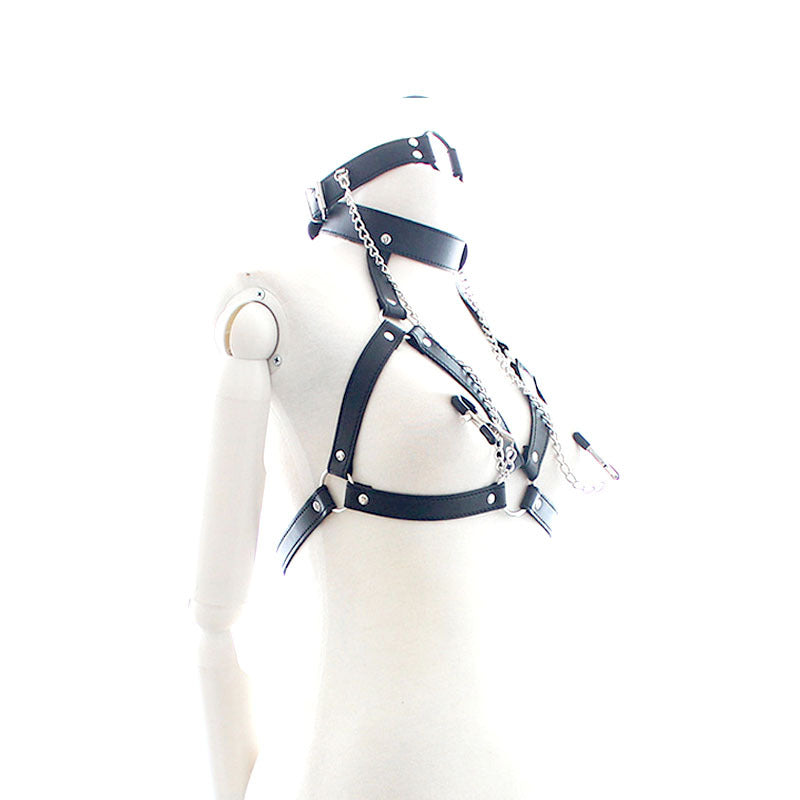 Leather Bondage Set – Gag & Nipple Clamp for Couples