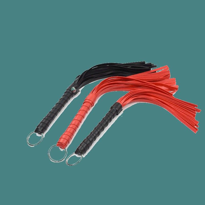 Luxury BDSM Leather Whip – Red & Black Small Toy