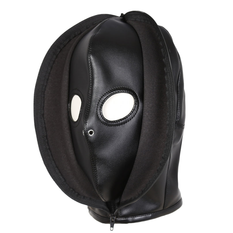 Self Bondage Hood – Zipper Leather Mask