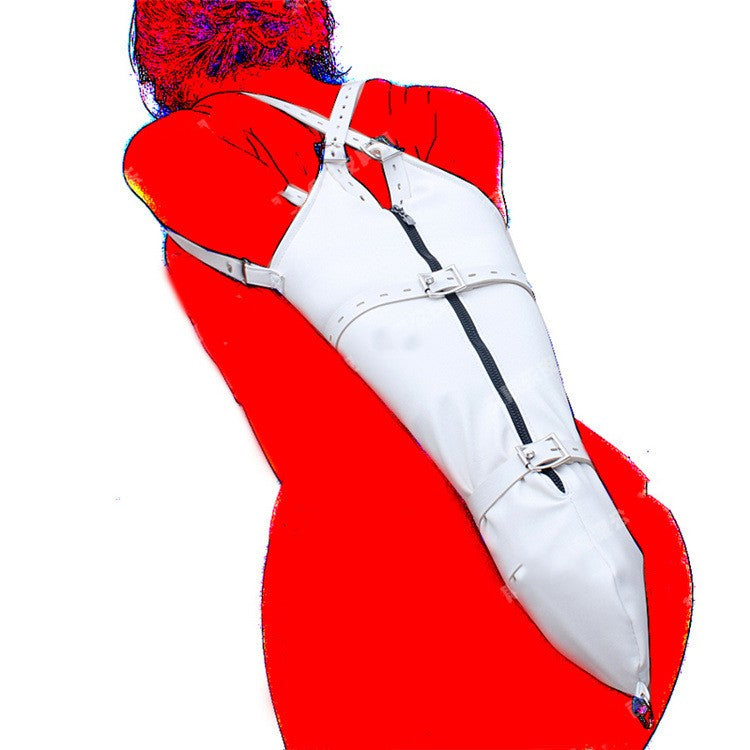White Bondage Glove Zipper | Armbinder