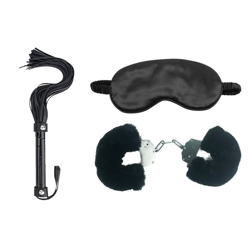 Plush Bondage Set – Handcuffs, Eye Mask & Whip