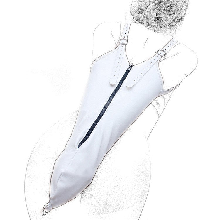White Bondage Glove Zipper | Armbinder