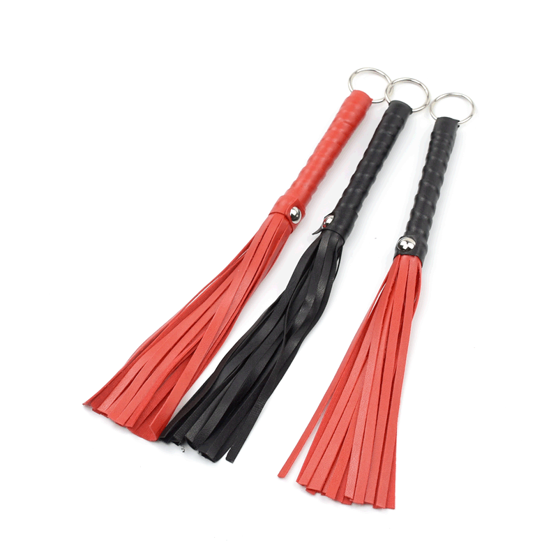 Luxury BDSM Leather Whip – Red & Black Small Toy
