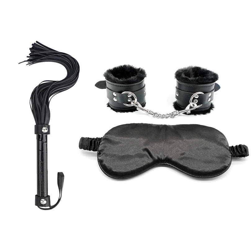 Plush Bondage Set – Handcuffs, Eye Mask & Whip