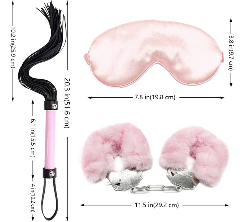 Plush Bondage Set – Handcuffs, Eye Mask & Whip