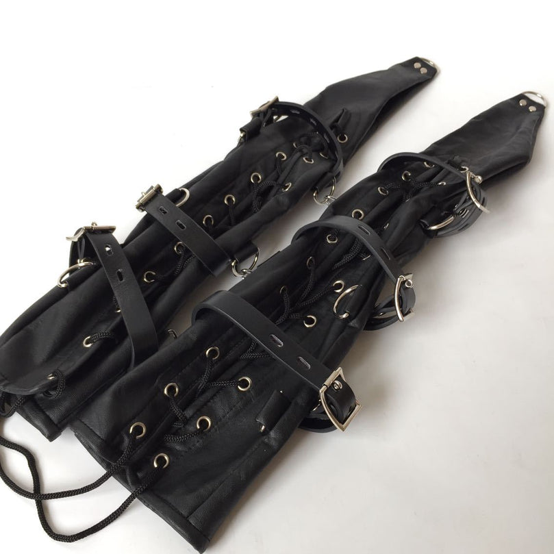 Laced Armbinder Restraint – Back Bondage Leather Gloves
