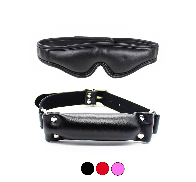 Leather BDSM Gear – Gag & Blindfold Set for Roleplay Fun