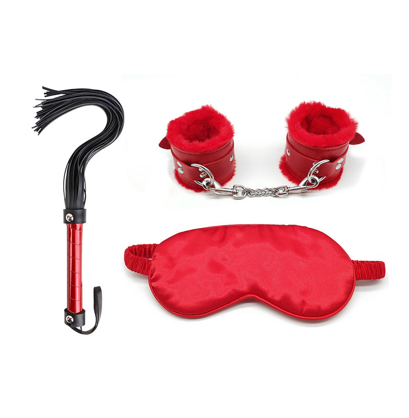 Plush Bondage Set – Handcuffs, Eye Mask & Whip