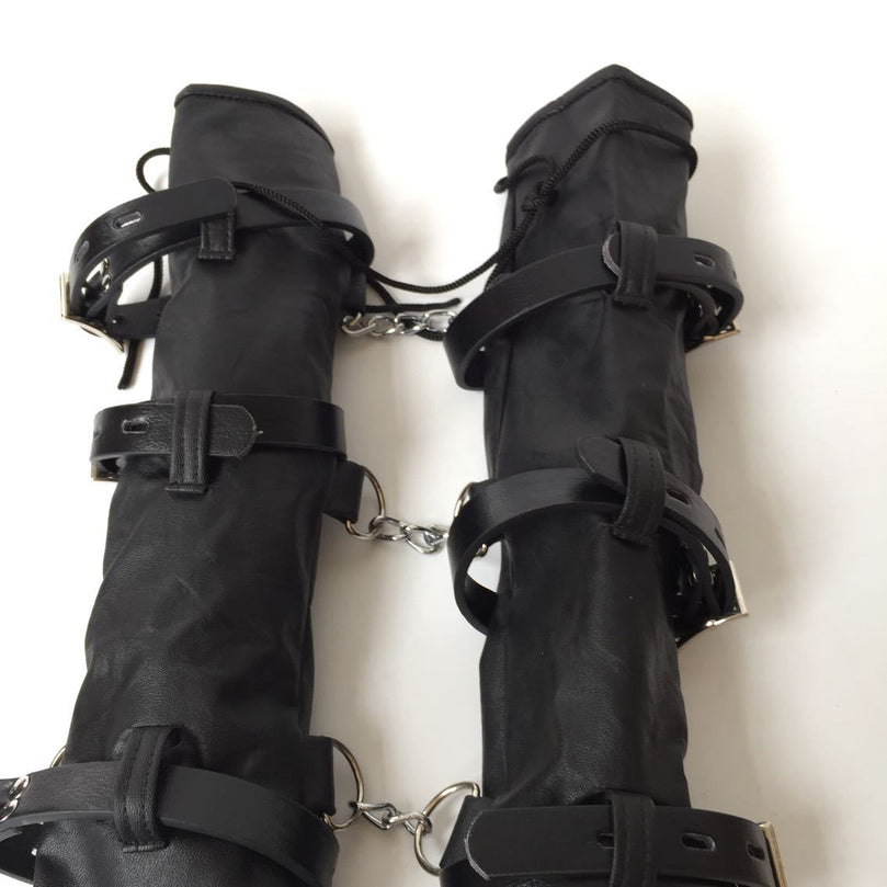 Laced Armbinder Restraint – Back Bondage Leather Gloves