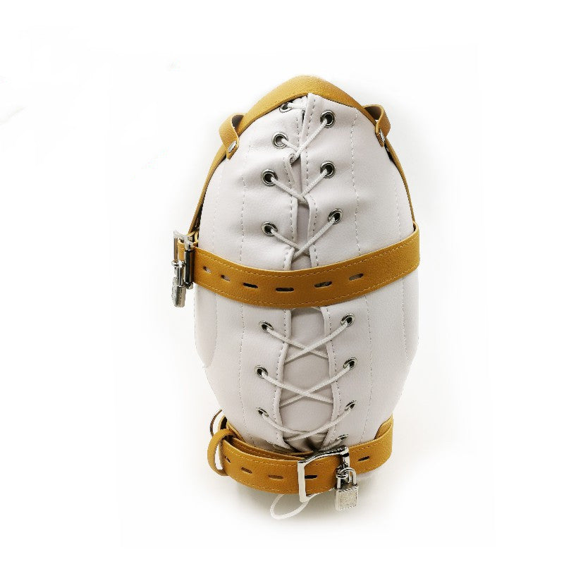 Thick Leather Bondage Hood | BDSM Sensory Toy for Slaves
