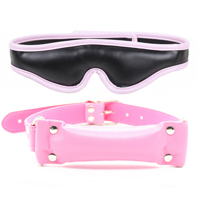 Leather BDSM Gear – Gag & Blindfold Set for Roleplay Fun