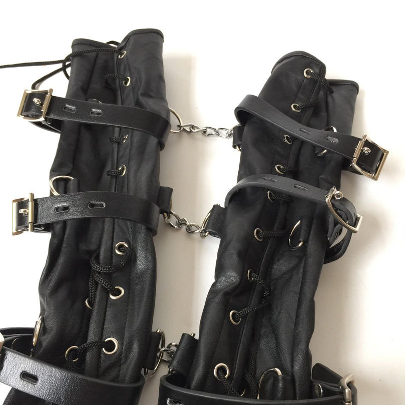 Laced Armbinder Restraint – Back Bondage Leather Gloves