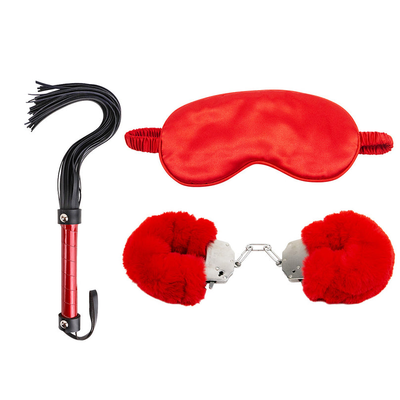 Plush Bondage Set – Handcuffs, Eye Mask & Whip