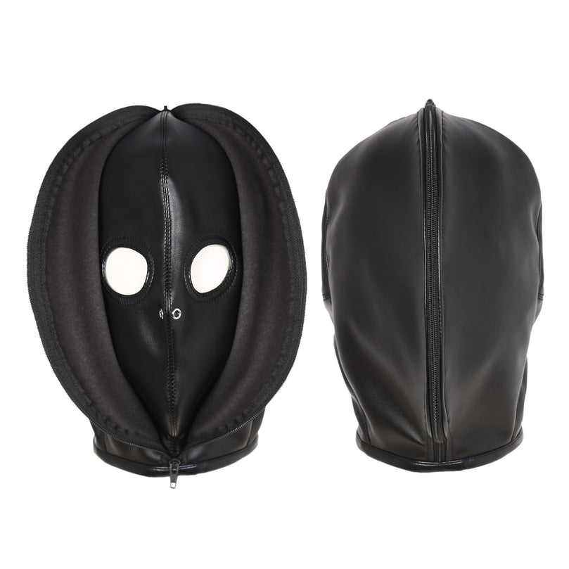 Self Bondage Hood – Zipper Leather Mask