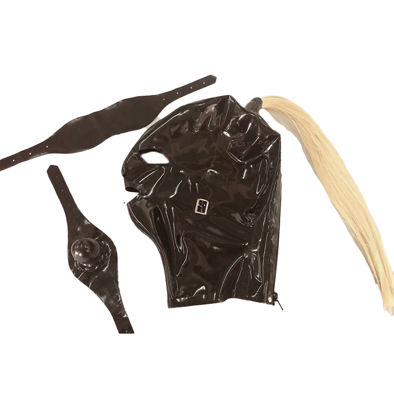 Latex Bondage Headgear Gag for Slaves 