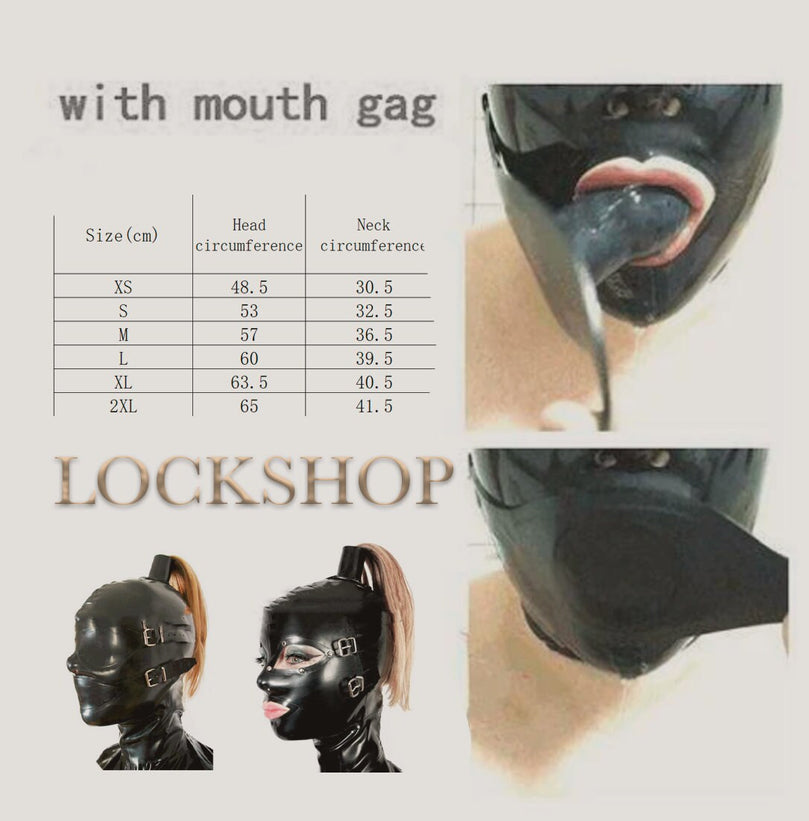 Latex Bondage Headgear Gag for Slaves 