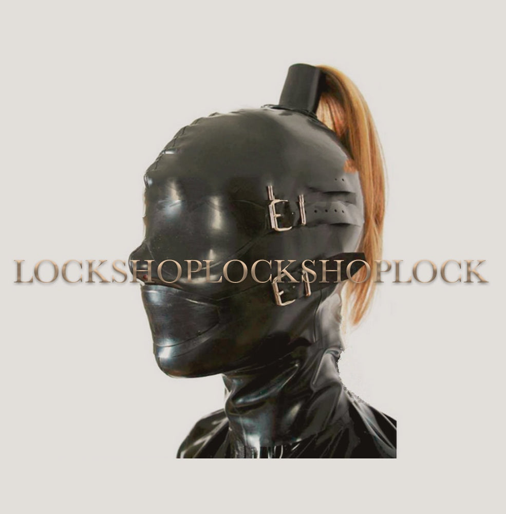 Latex Bondage Headgear Gag for Slaves 