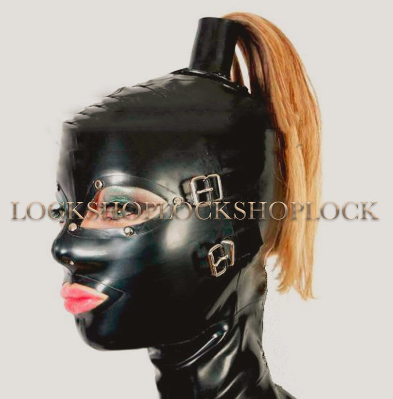 Latex Bondage Headgear Gag for Slaves 