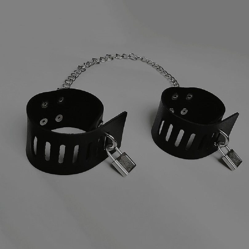Leather BDSM Cuffs - Secure Slave Handcuffs 