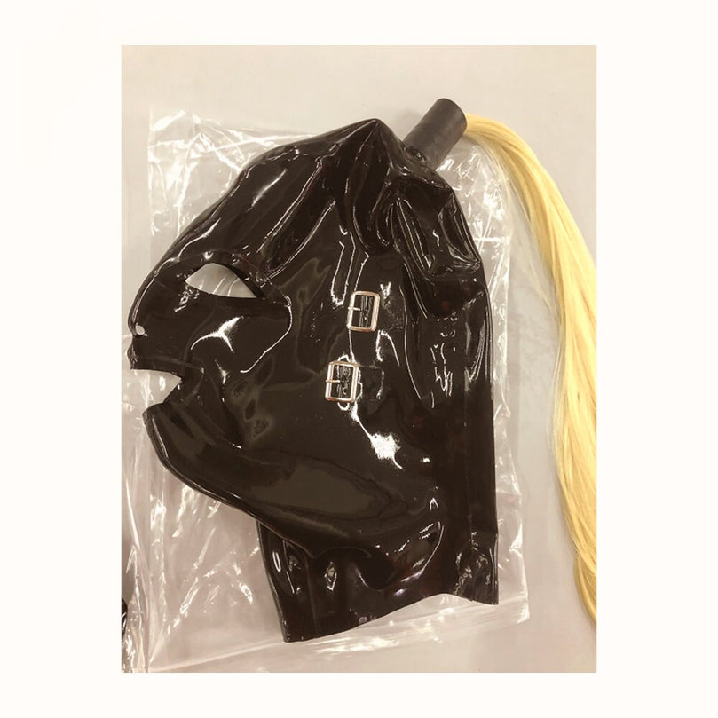 Latex Bondage Headgear Gag for Slaves 