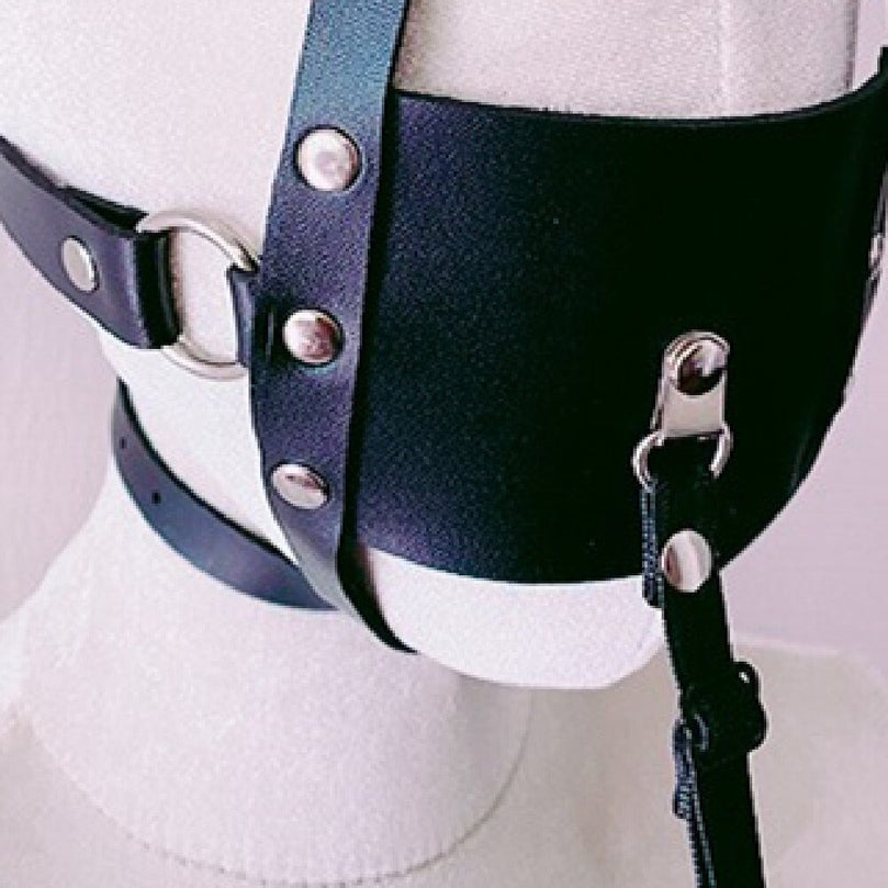 Leather Bondage Gag with Nipple Clamps