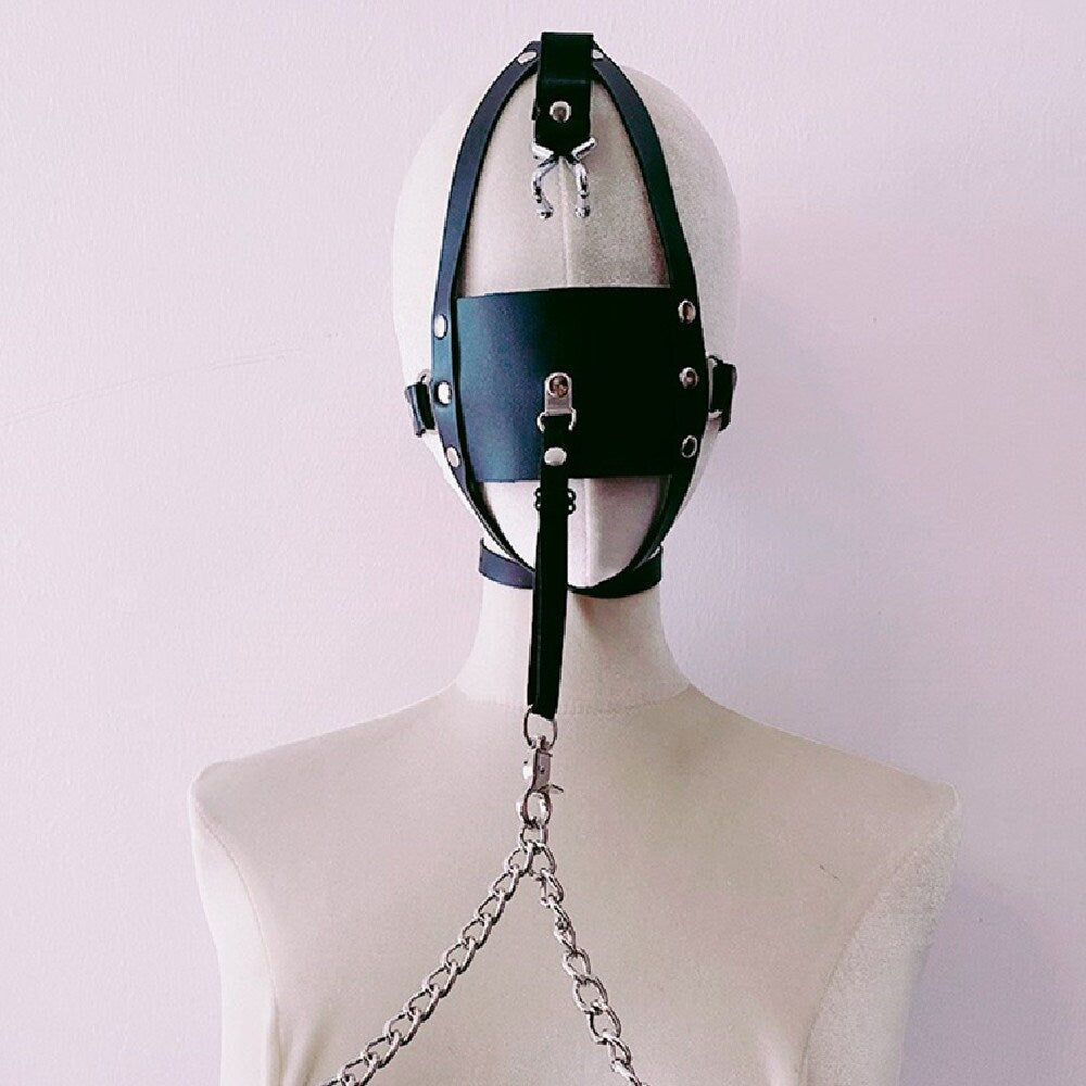 Leather Bondage Gag with Nipple Clamps