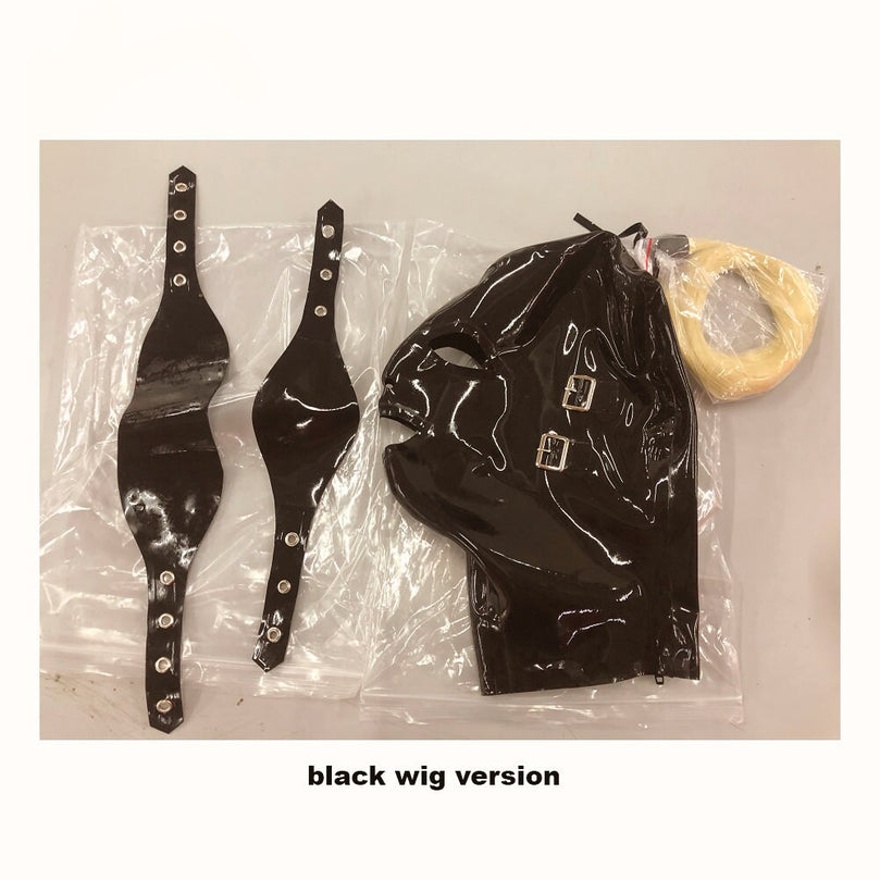 Latex Bondage Headgear Gag for Slaves 